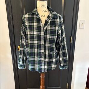 L.L. Bean Green and Blue Plaid Button-Up Shirt